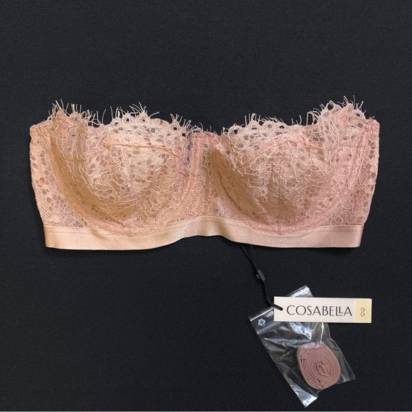 COSABELLA Sicilia Strapless Convertible Lace Cup Underwire Bra 32C Nude Beige